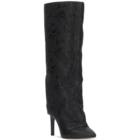 JESSICA SIMPSON Women's Brykia Cuffed Pointed ToeLace Cut, Black Size 6.5M
