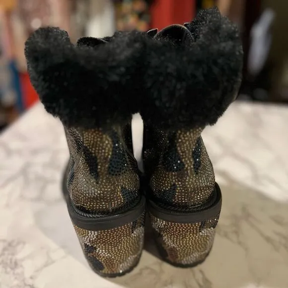 Jessica Simpson Deliah Womens Rhinestone Round Toe Ankle Boots