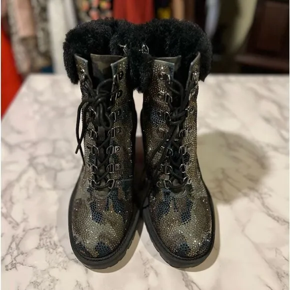 Jessica Simpson Deliah Womens Rhinestone Round Toe Ankle Boots