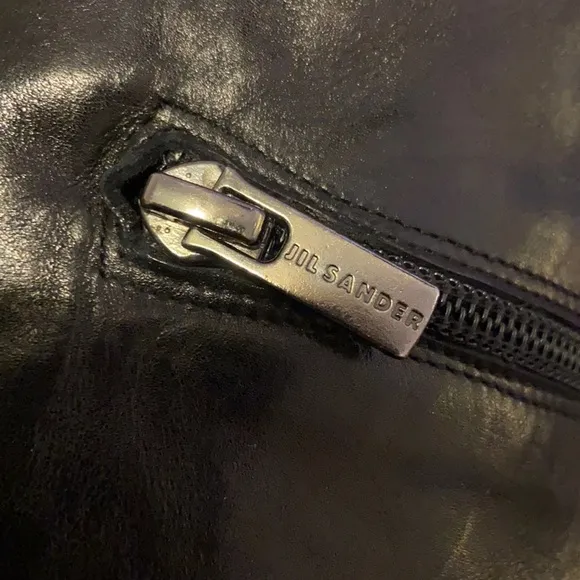 Jil Sander Black Leather Riding Boots with Silver Buckles