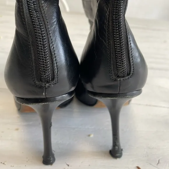 Jimmy Choo Boots 39.5 pointed zippered black leather her tap broken vintage