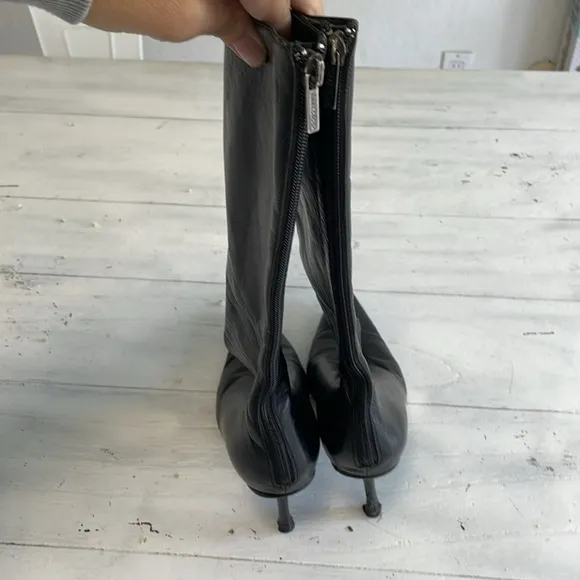 Jimmy Choo Boots 39.5 pointed zippered black leather her tap broken vintage