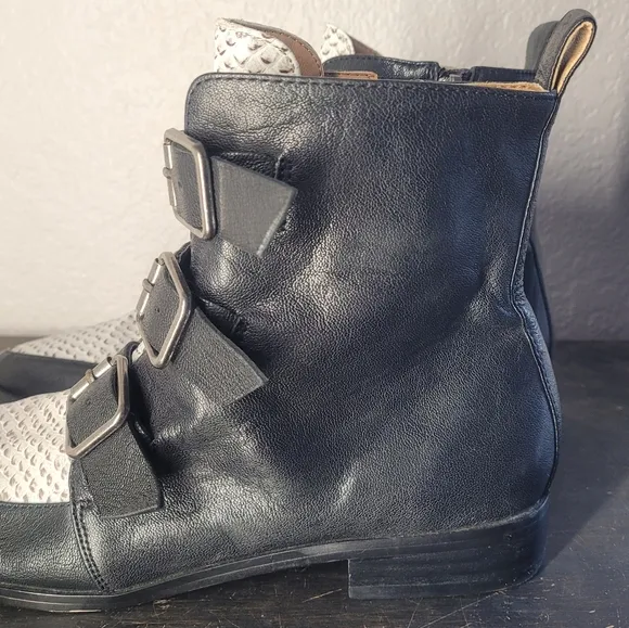 Jimmy Choo EDDY Italian Leather Black Ankle Boots Buckle Straps Pointed