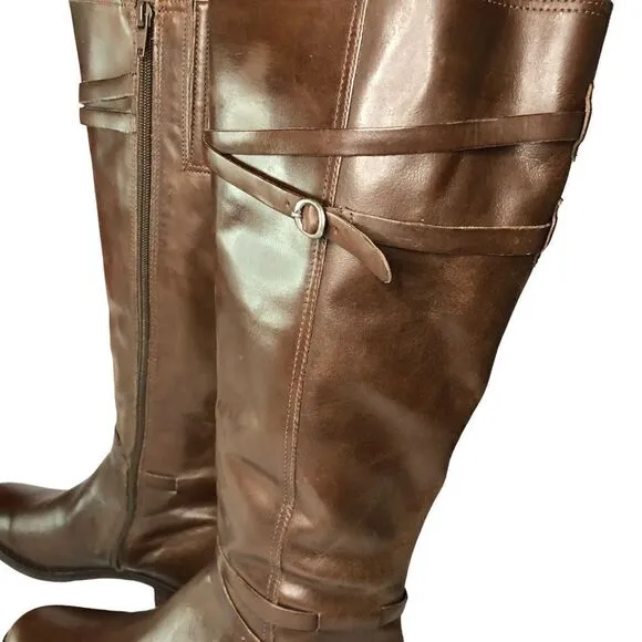 J Jill Leather Knee High Boots Brown 15” High Size 8 1/2