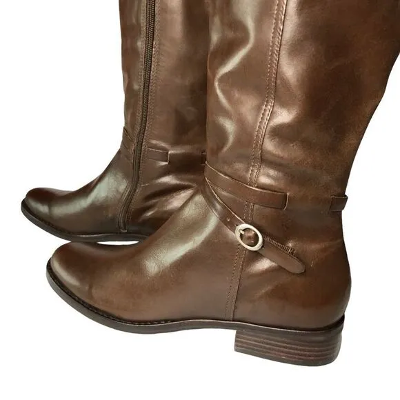 J Jill Leather Knee High Boots Brown 15” High Size 8 1/2