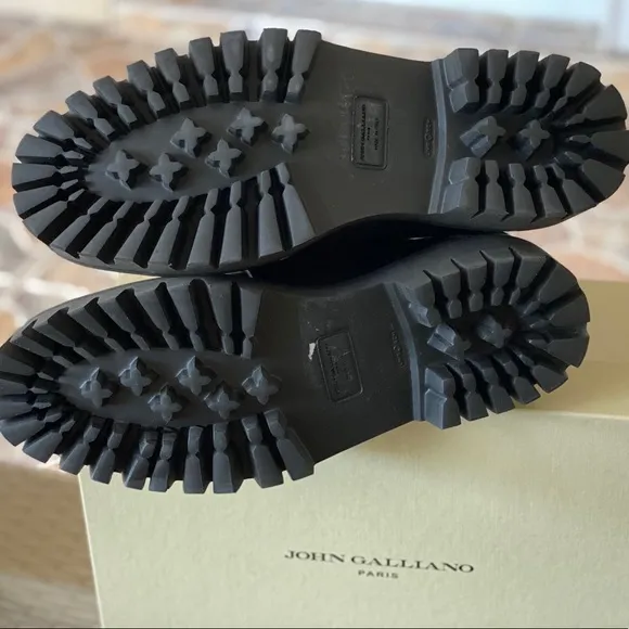 John Galliano Leather Slip-on Combat Boots