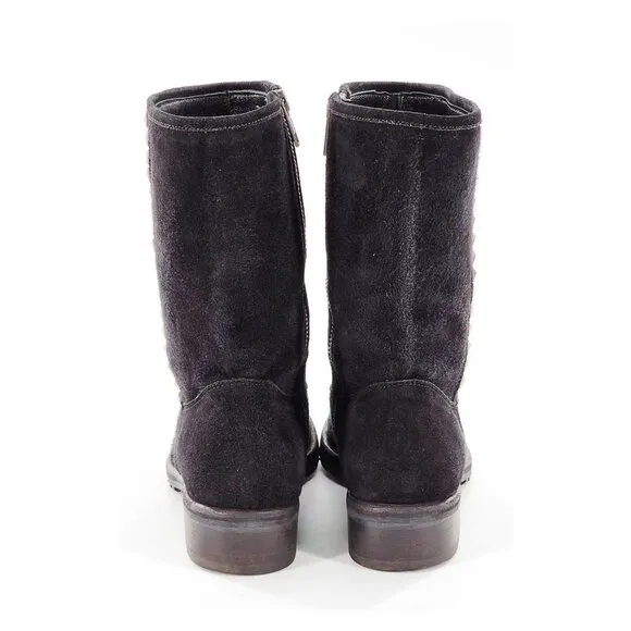 JOHN RICHMOND Beaded Scull Studded Suede Mid-Calf Boots