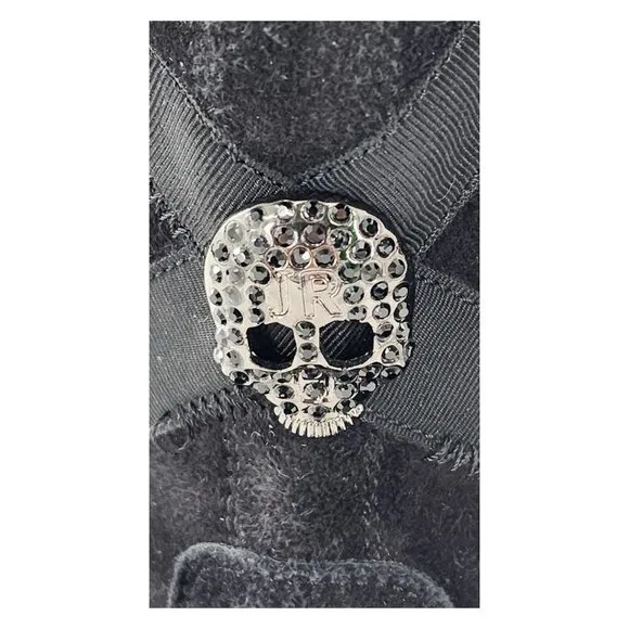 JOHN RICHMOND Beaded Scull Studded Suede Mid-Calf Boots