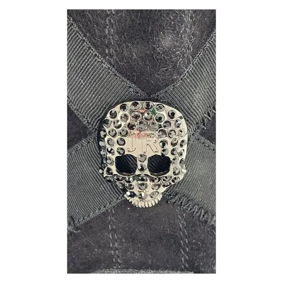 JOHN RICHMOND Beaded Scull Studded Suede Mid-Calf Boots
