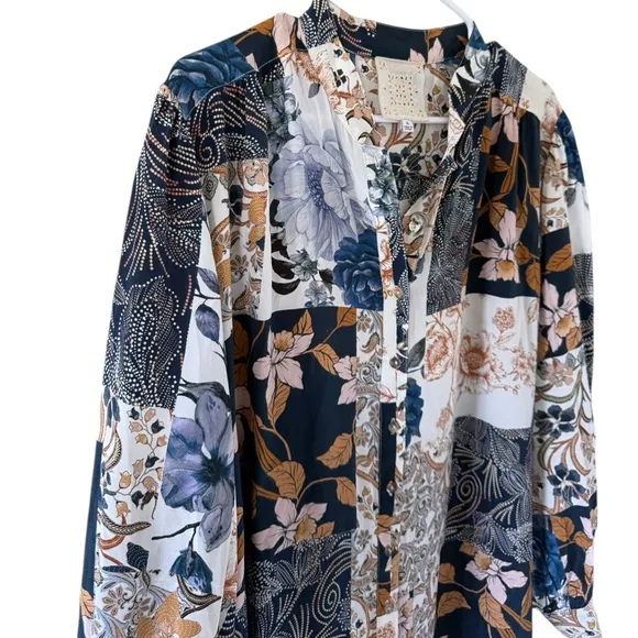 Johnny Was Jade Luna 100% Silk Floral Patchwork Dress