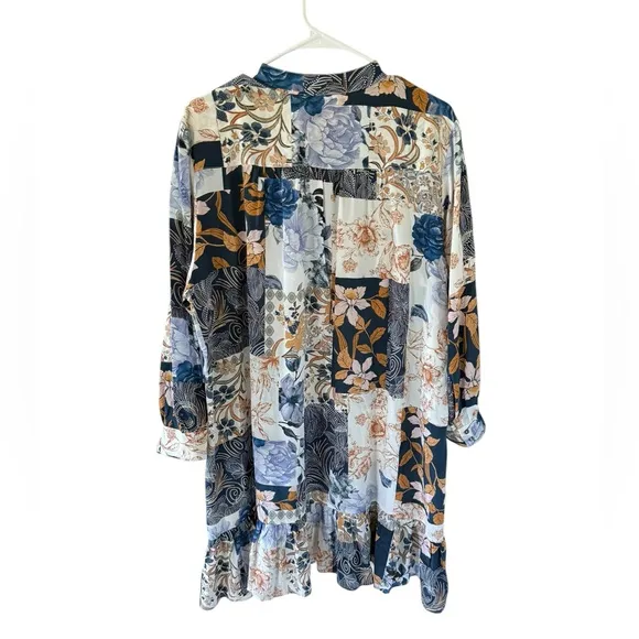 Johnny Was Jade Luna 100% Silk Floral Patchwork Dress