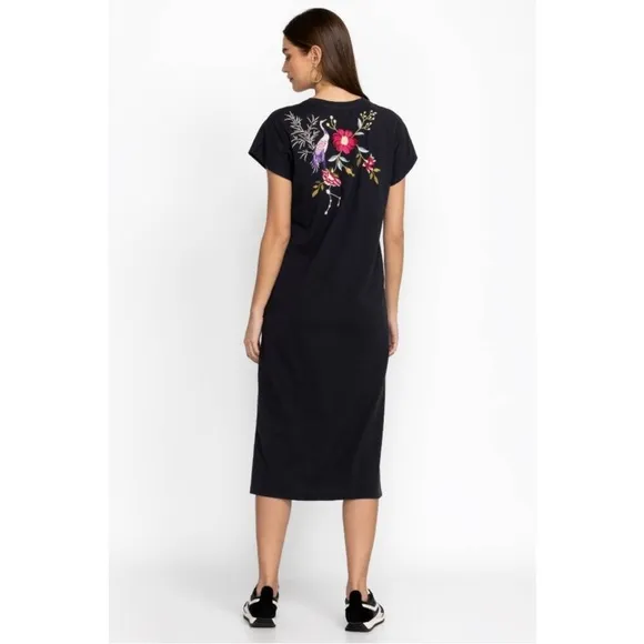 Johnny Was Osaka Black Embroidered Midi Dress NWT XL