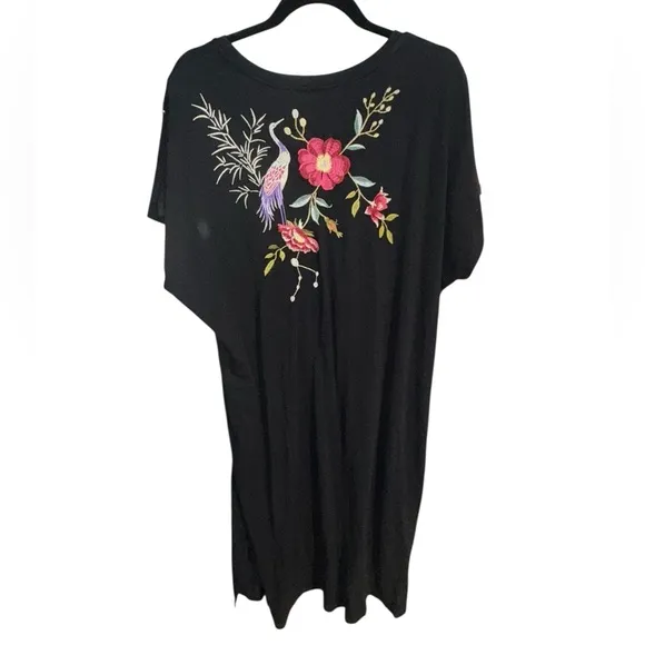 Johnny Was Osaka Black Embroidered Midi Dress NWT XL