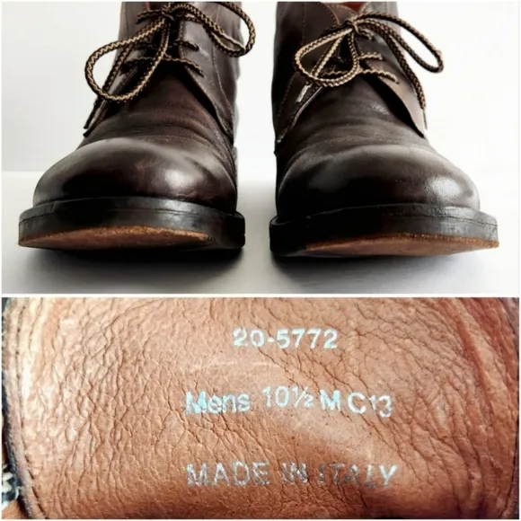 Johnston &amp; Murphy Smooth Brown Leather Lace-Up Boots With Suede Heels, Size 10.5
