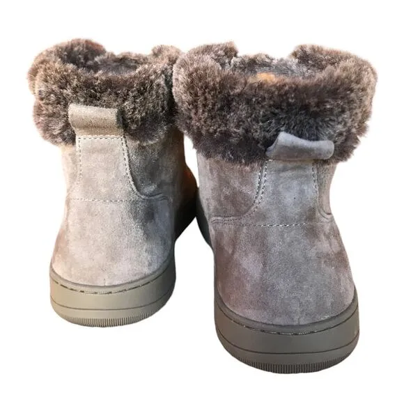 Johnston &amp; Murphy Taupe Suede Fur Trimmed Booties size 8.5