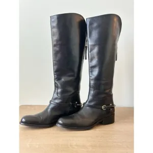 Johnston and Murphy Women's 7.5 Boots Leather High Black Riding