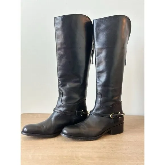 Johnston and Murphy Women's 7.5 Boots Leather High Black Riding
