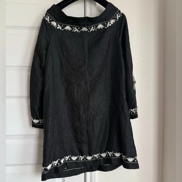 Joie Black Embroidered Silk Tunic Dress – Size S