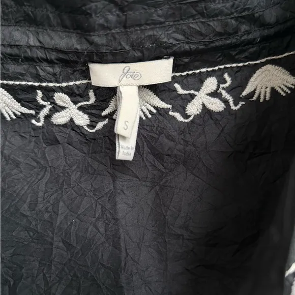 Joie Black Embroidered Silk Tunic Dress – Size S