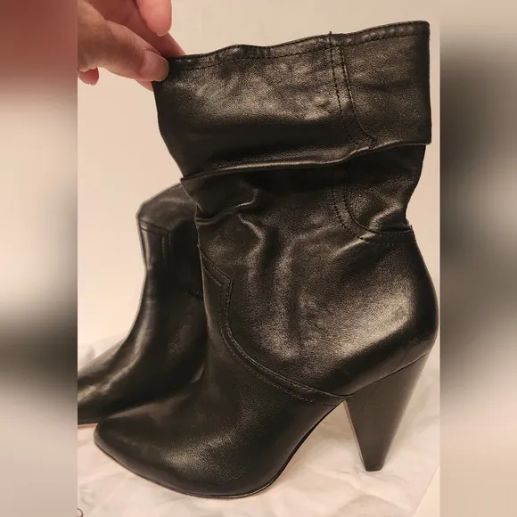 JOIE Gabbissy Slouchy Mid Calf Bootie In Black Leather Size 5