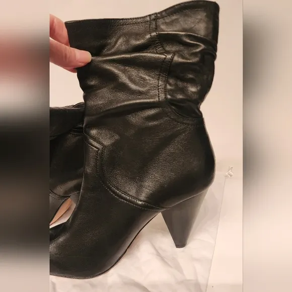 JOIE Gabbissy Slouchy Mid Calf Bootie In Black Leather Size 5