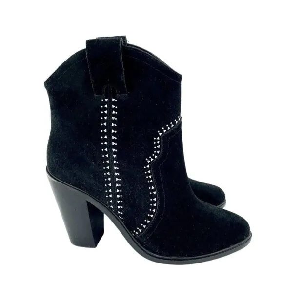Joie Monte Black Suede Leather Studded Ankle Booties SZ 38 EU New $365