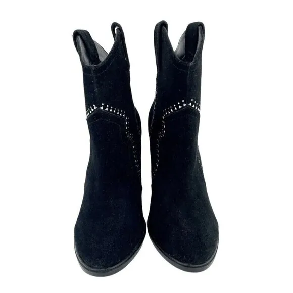 Joie Monte Black Suede Leather Studded Ankle Booties SZ 38 EU New $365