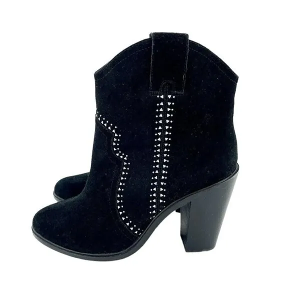 Joie Monte Black Suede Leather Studded Ankle Booties SZ 38 EU New $365