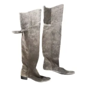 Joie Over the Knee Gray‎ Suede Leather Boots 37.5 Sz 7/ 7.5