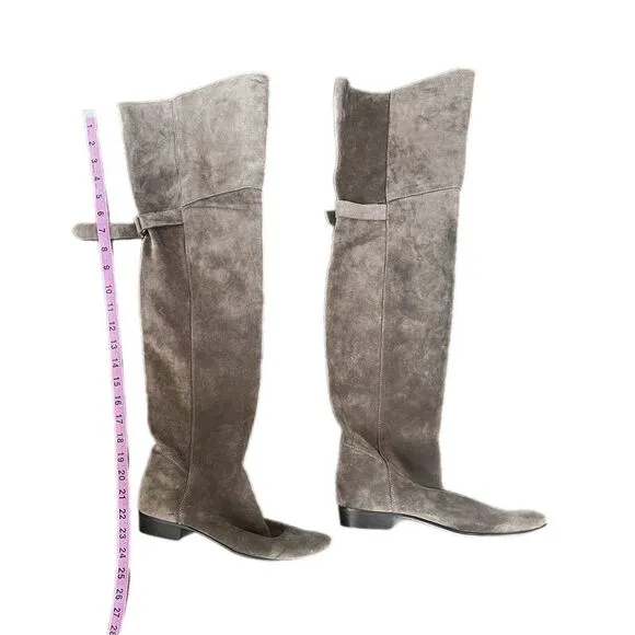 Joie Over the Knee Gray‎ Suede Leather Boots 37.5 Sz 7/ 7.5