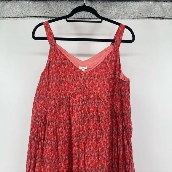 Joie Women’s Tea Rose Leopard Print Sleeveless Cotton Tiered Maxi Dress Large