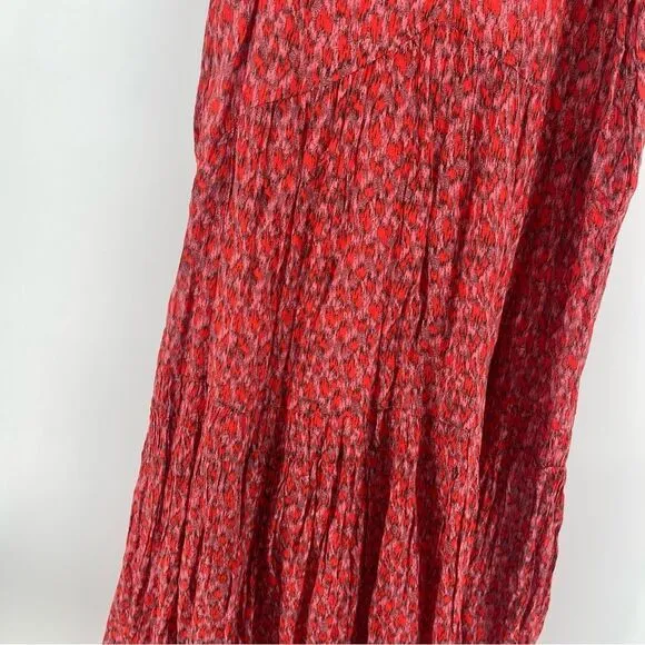 Joie Women’s Tea Rose Leopard Print Sleeveless Cotton Tiered Maxi Dress Large