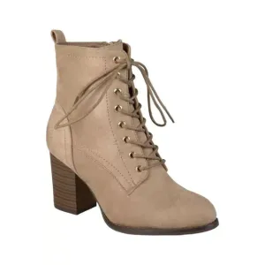 Journee Collection Baylor Boots Women's 7.5 Taupe Block Heel Ankle Bootie TF1233