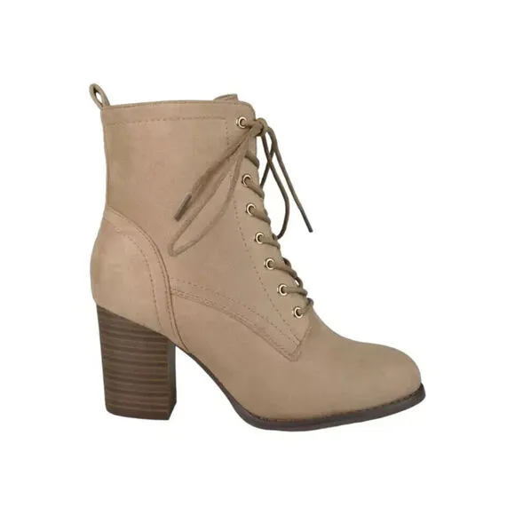Journee Collection Baylor Boots Women's 7.5 Taupe Block Heel Ankle Bootie TF1233