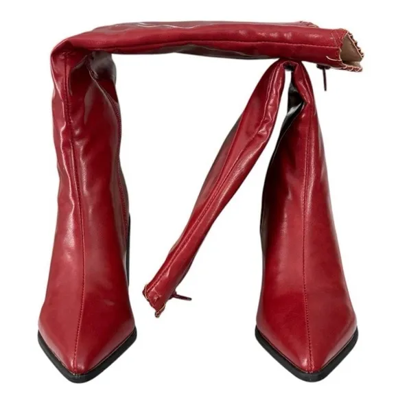 Journee Collection Red Heeled Boots with Slouchy Design Journee Daria Tall Boot
