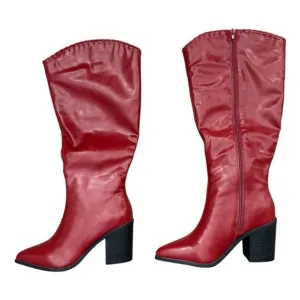 Journee Collection Red Heeled Boots with Slouchy Design Journee Daria Tall Boot