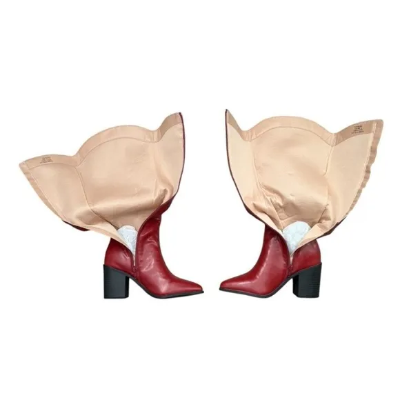 Journee Collection Red Heeled Boots with Slouchy Design Journee Daria Tall Boot