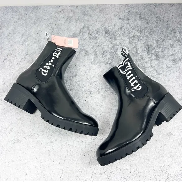 Juicy Couture One-Up Women's Heeled Chelsea Boots Black Size 7.5 8.5 NEW