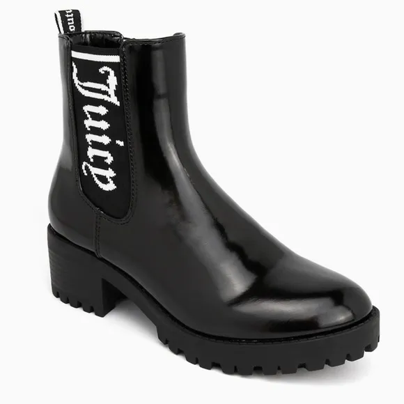 Juicy Couture One-Up Women's Heeled Chelsea Boots Black Size 7.5 8.5 NEW