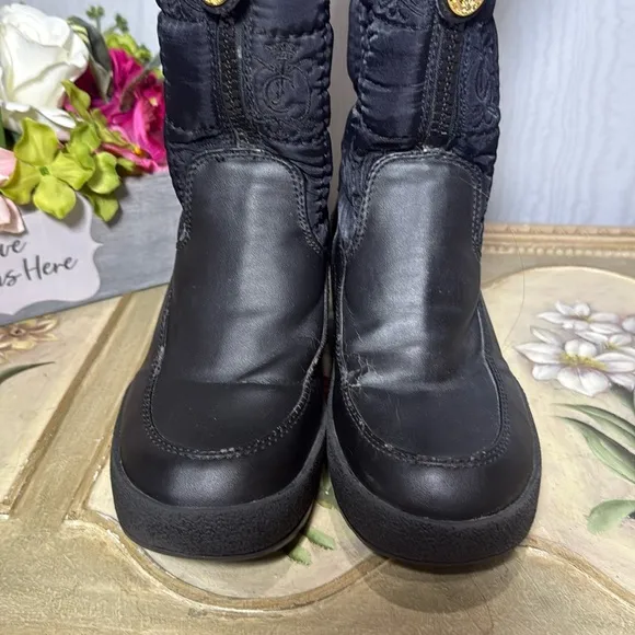 Juicy Couture Snow Flurry Faux Fur Lined Quilted Winter Wedge Zip Up Boots Sz 8