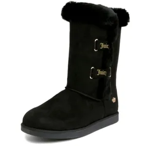 Juicy Couture Women's Slip On Winter Snow Boots Warm & Insulated Fur Lining Comfortable Fashion Booties-Koded-Black-6