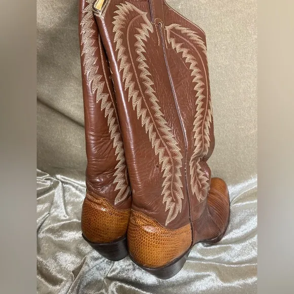 Justin 4886 Brown Lizard Skin Western Cowboy Boots Size 7.5 B