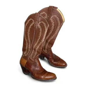 Justin 4886 Brown Lizard Skin Western Cowboy Boots Size 7.5 B