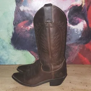 Justin Apache Classic L4935 Brown Feather Stitch Round Toe Western Boots Size 5