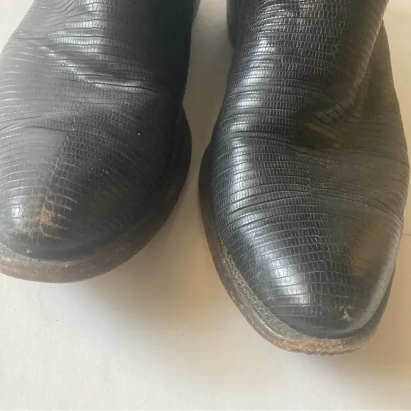 Justin Boots black cowboy boots stitching leather style 9304 size 9.5 as is