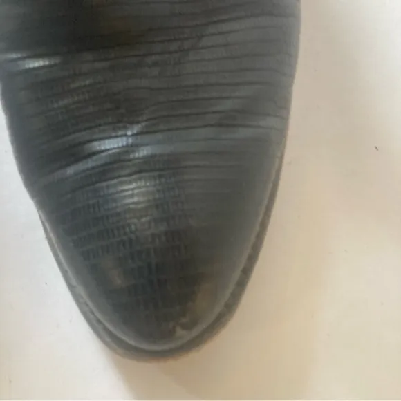Justin Boots black cowboy boots stitching leather style 9304 size 9.5 as is