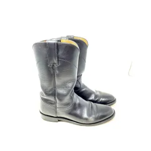 Justin Boots Cora Round Toe Cowboy Boots Black Leather Size 7