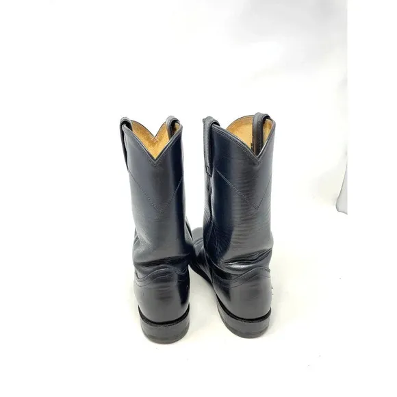 Justin Boots Cora Round Toe Cowboy Boots Black Leather Size 7