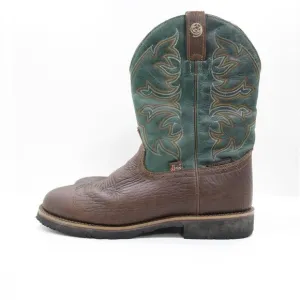 Justin Boots George Straight Aransas Brown &amp; Green Leather Cowboy Boots - 10 D