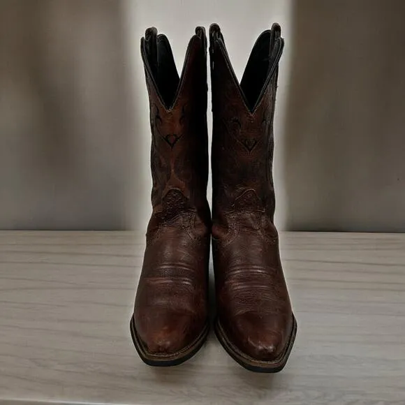 Justin Boots Girls Sz  7 Leather Brown Cowboy Boots